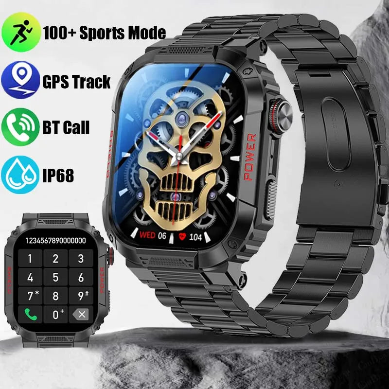 2024 New Outdoor Military Smart Watch Men Bluetooth Call 300 mAh Heart Rate Sport IP68 Waterproof Smartwatch For Huawei Xiaomi