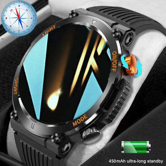 2024 Rugged Military Smart Watch For Men Sport Ftiness Watches Ip68 Waterproof 1.46'' LED lights  AI Voice BT Call Smartwatch 시계