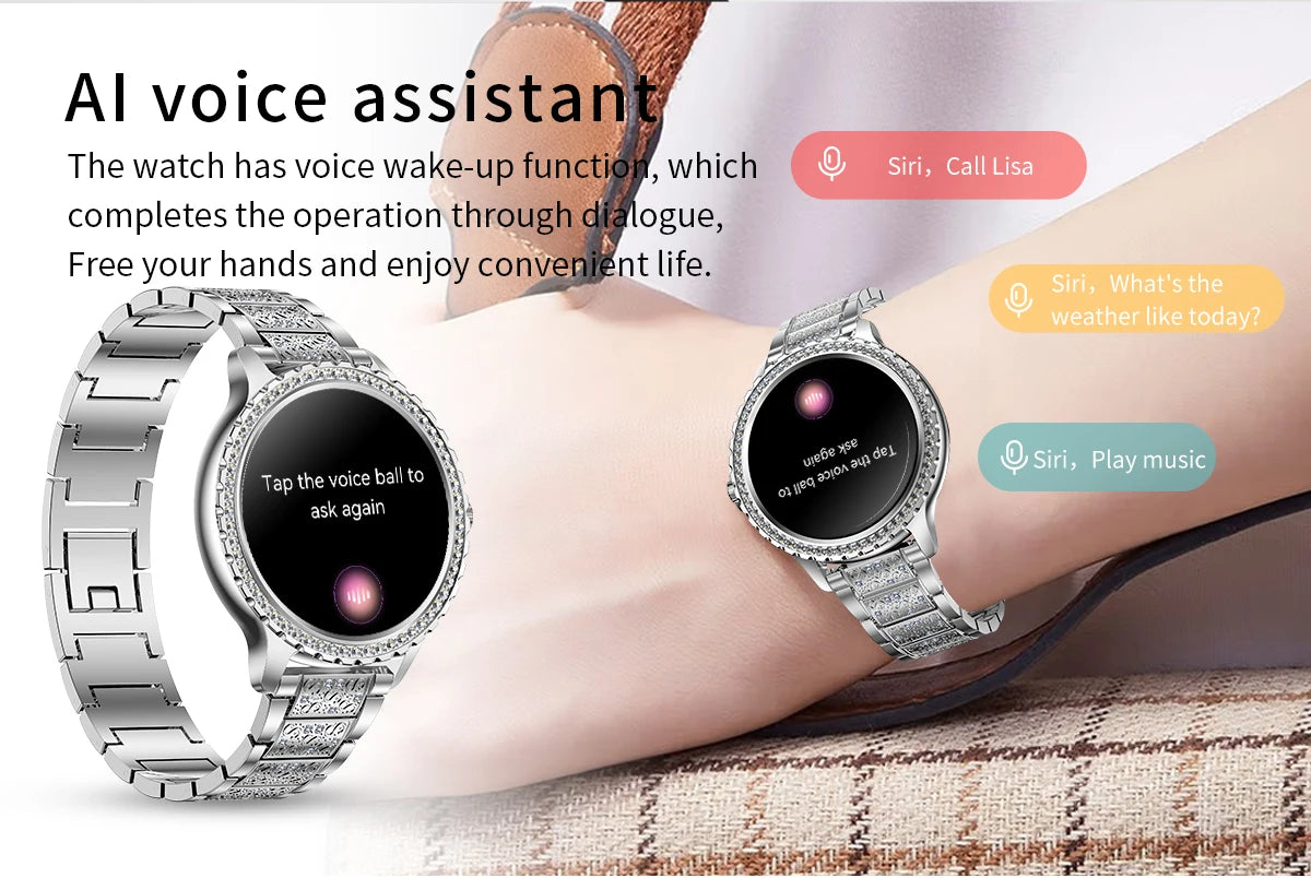 Fashion Luxury Gold Women Smart Watch Heart rate Blood Oxygen Sleep Monitoring Diamond Bracelet Bluetooth Call Smartwatch Ladies