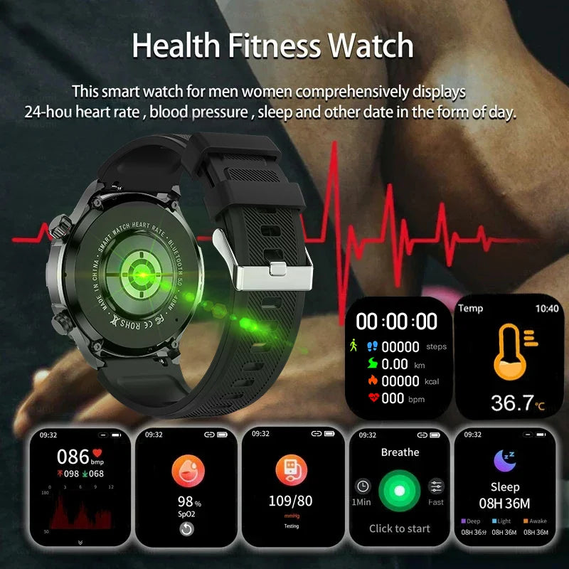 Smart Watch Men 2024 New Outdoor Sports Watches Waterproof Fitness 24-hour Heartrate Blood Oxygen Monitor Smartwatch For Xiaomi