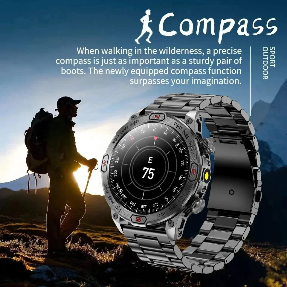 2024 New Outdoor Sport GPS Compass Smart Watch Men HD Screen Heart Rate Bluetooth Call 1ATM Waterproof Smartwatch For Android