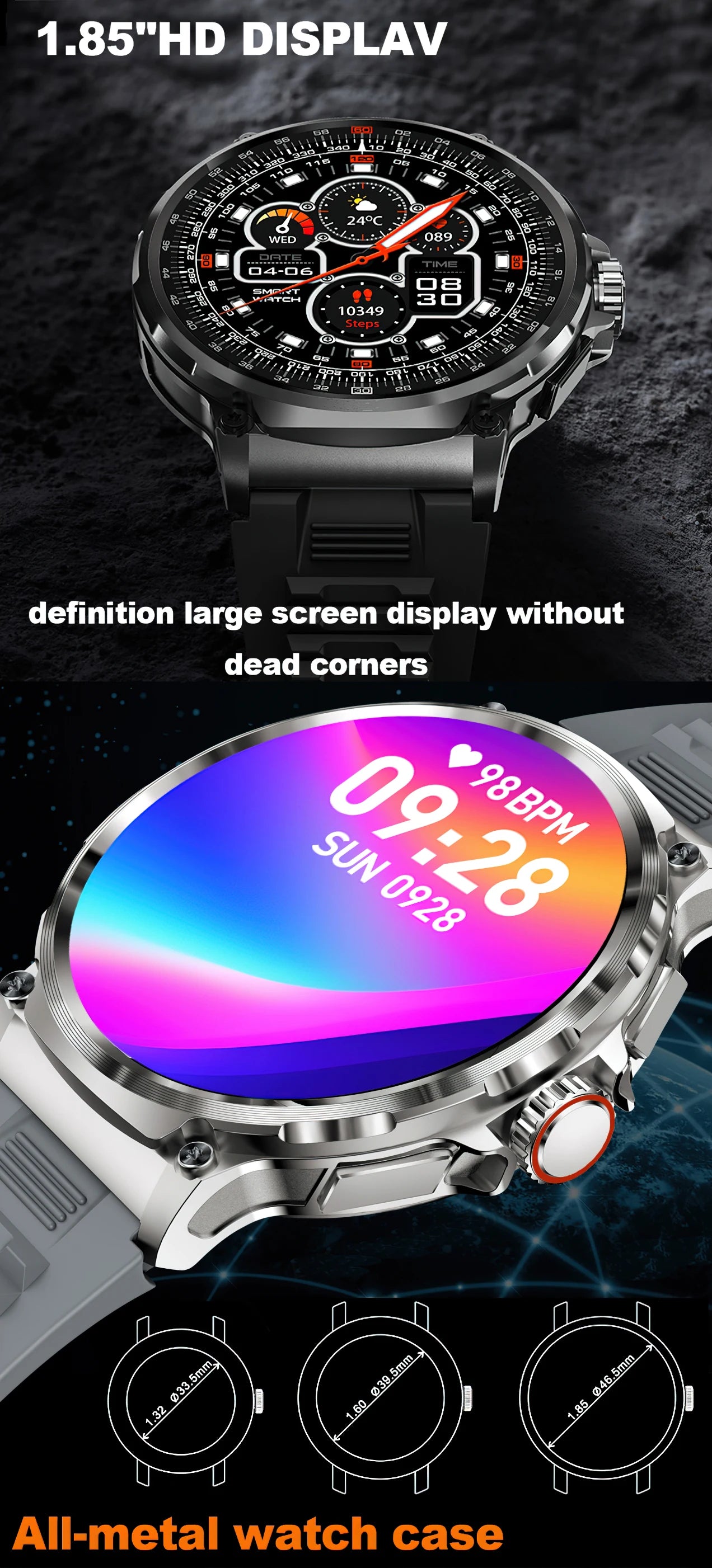 LIGE Outdoor Sports Smart Watch Men 1.85'' HD Screen Bluetooth Call 710mAh Large Capacity Health Monitor Fitness Smartwatch 2024