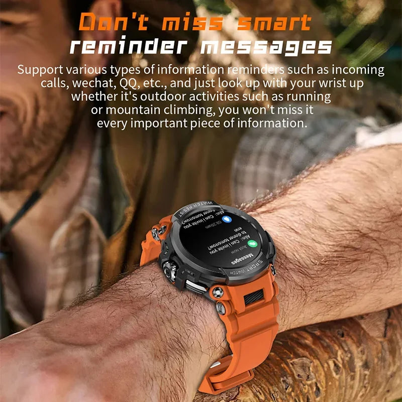 2024 New Outdoor Military Men Smart Watch AMOLED HD Screen Three-proof Durable Sports Tracker Original Bluetooth Call Smartwatch