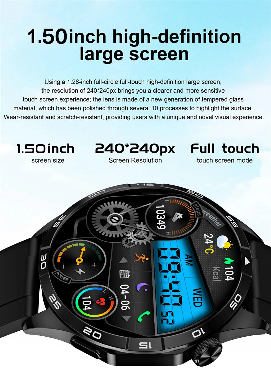 2024 New For Watch 4 Smart Watch Men Bluetooth Call 1.43 inch AMOLED 466*466 HD Screen Business Watch IP68 Waterproof Smartwatch