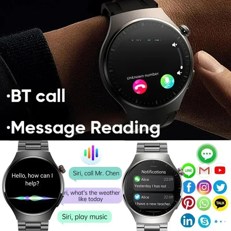 2024 Laser Treatment Three High Smart Watch Men ECG PPG Body Temperature Blood Sugar Health Tracker Bluetooth Call Smartwatch