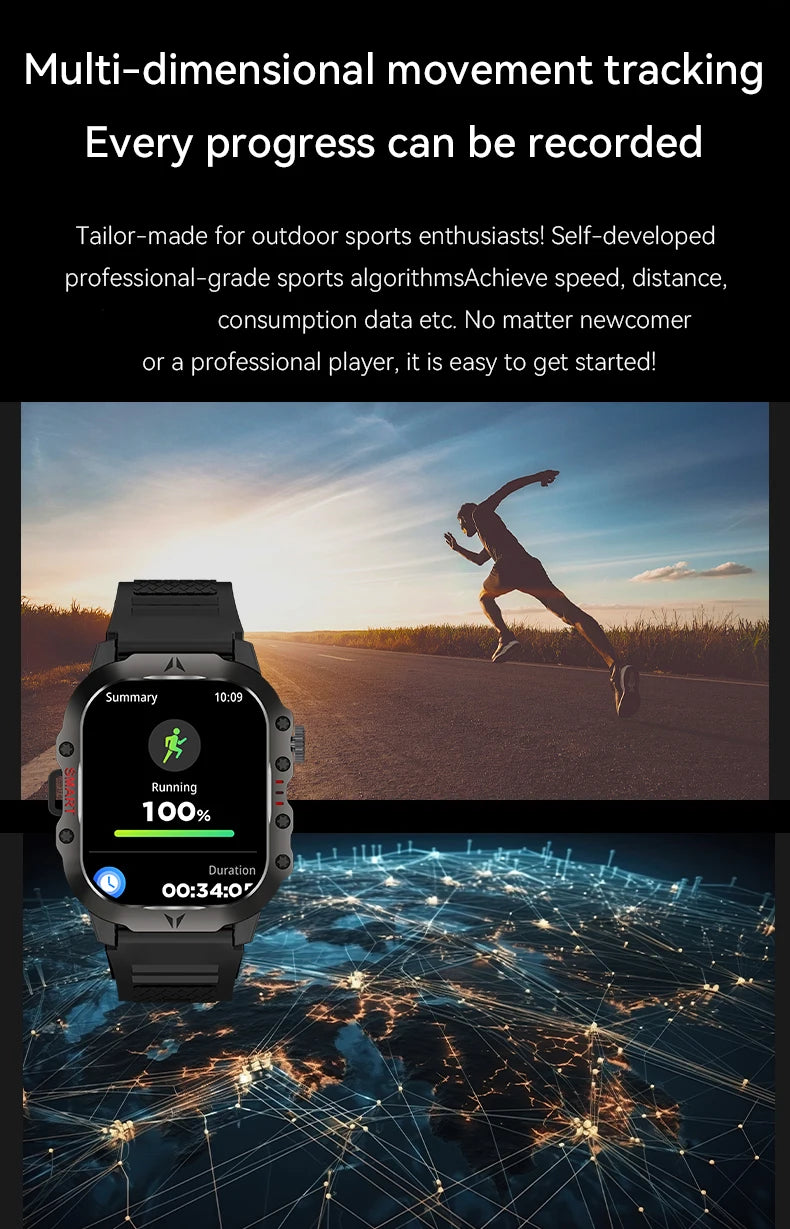 Men's smartwatch 2.01 inch 240 * 296 screen health monitoring watch outdoor sports fitness smartwatch for men and women 2024