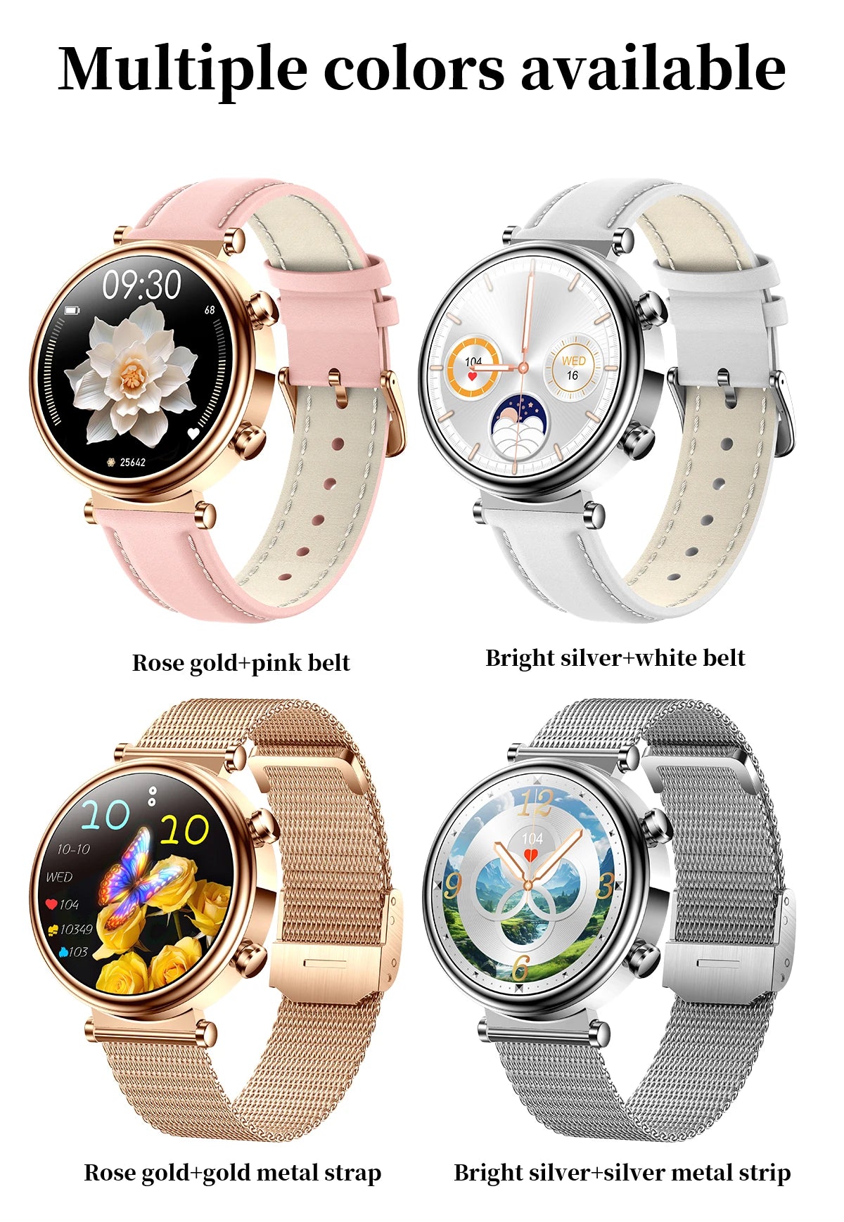 2024 Fashion Smart Watch for Women Lady Health Monitoring 1.27inch Screen IP68 Waterproof BT Calling Diamond Fashion Smartwatch