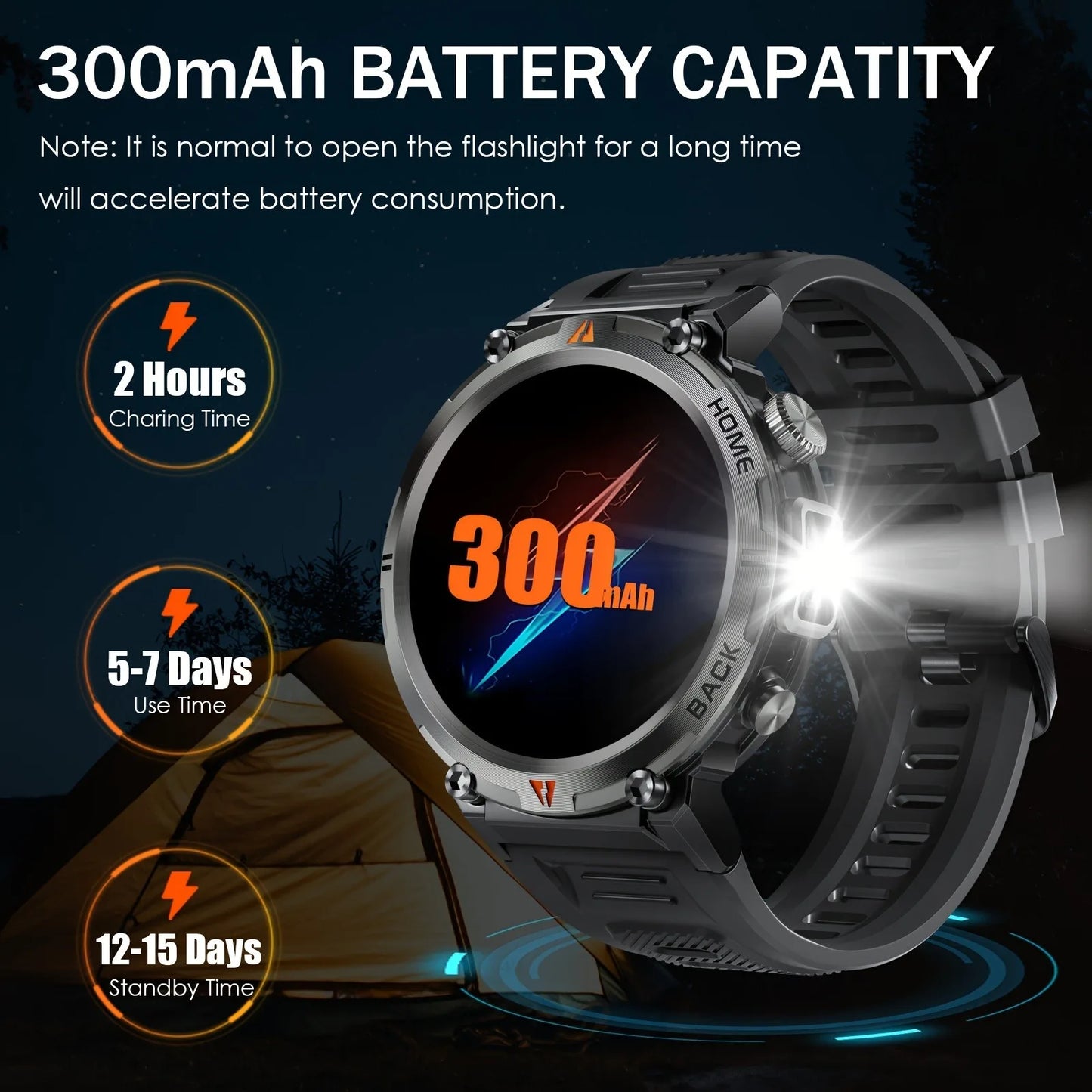 2024 Smart Watch Round AMOLED Smarthwhatch 3ATM Waterproof Original Design For Men Bluetooth With Flashlight 100+ Sports Modes