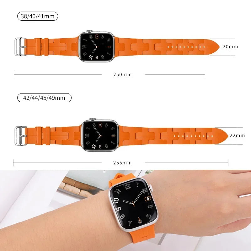 Silicone Strap For Apple Watch 9 8 7 45mm 41mm Ultra 2 49mm Sports Bracelet Belt  iWatch Series 6 5 4 3 SE2 44mm 42mm 40mm Band