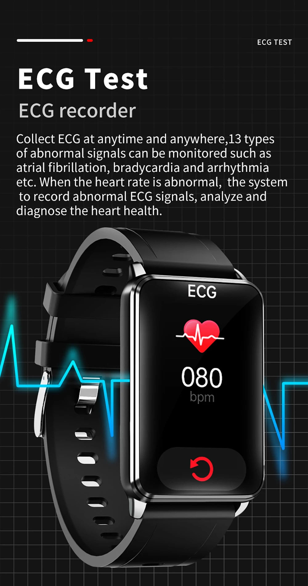 2024 Men 1.57" Health Monitor Smart Watch Blood Sugar Heart Rate Blood Pressure Temperature ECG HRV Waterproof Women Smartwatch