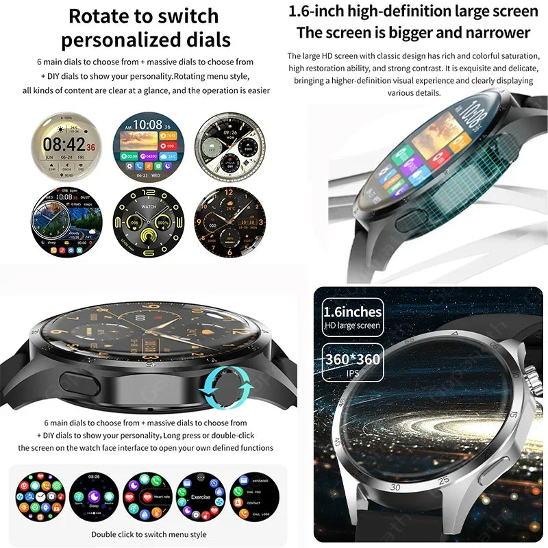 2024 New for Huawei GT4 Pro Smart Watch Men Watch 4 AMOLED Screen Heart Rate NFC Blood Sugar Bluetooth Call Original Smartwatchs