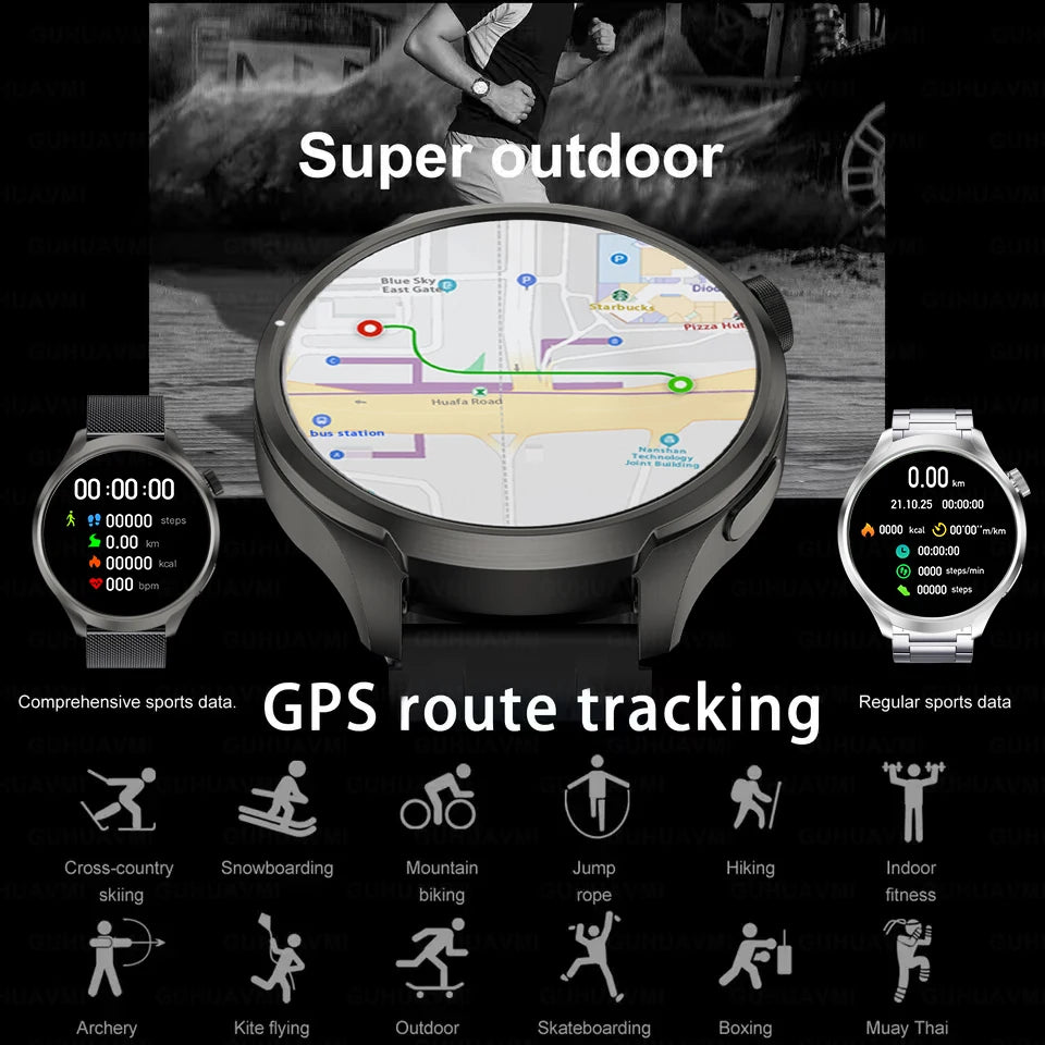 2024 New For Huawei GPS Track Smart Watch Men 1.85" AMOLED HD Screen Bluetooth Call NFC Heart rate Compass Waterproof Smartwatch