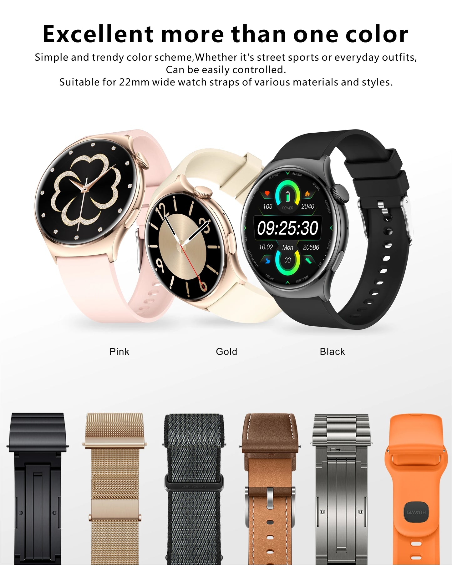 2024 New Fashion Bluetooth Call Smart Watch Women Voice Assistant Custom Dial Watch Health Monitor Sports Fitness Smartwatch Men