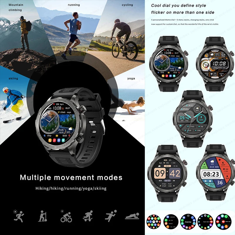 2024 New GPS Sports Smartwatch Men Suitable For Android 1.53 AMOLED Screen Heart Rate Monitor NFC IP68 Waterproof Bluetooth Call