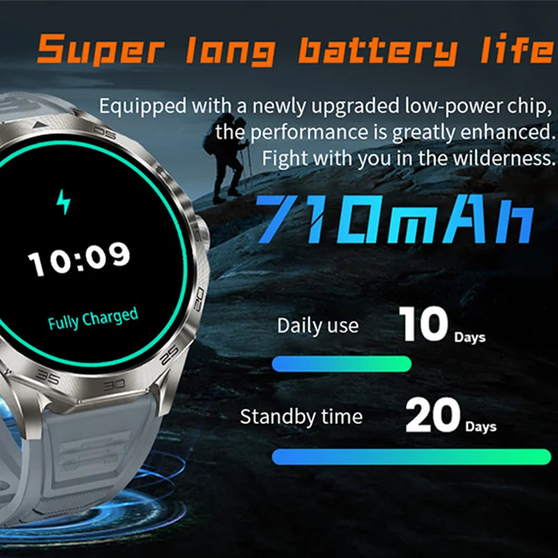 2024 Outdoor Men IP68 waterproof smartwatch 710Mah battery GPS Motion track HD Bluetooth Call Men's smartwatch for Android iOS