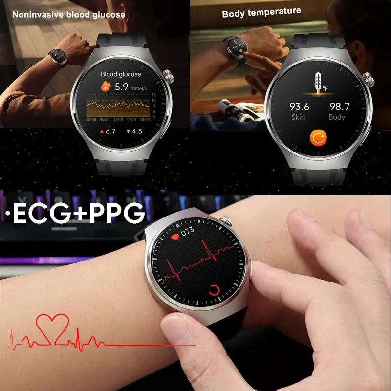 For Android ios Health Monitor Smart Watches Men Heart Rate ECG+PPG AMOLED 466*466 HD Screen Bluetooth Call SmartWatch 2024 New