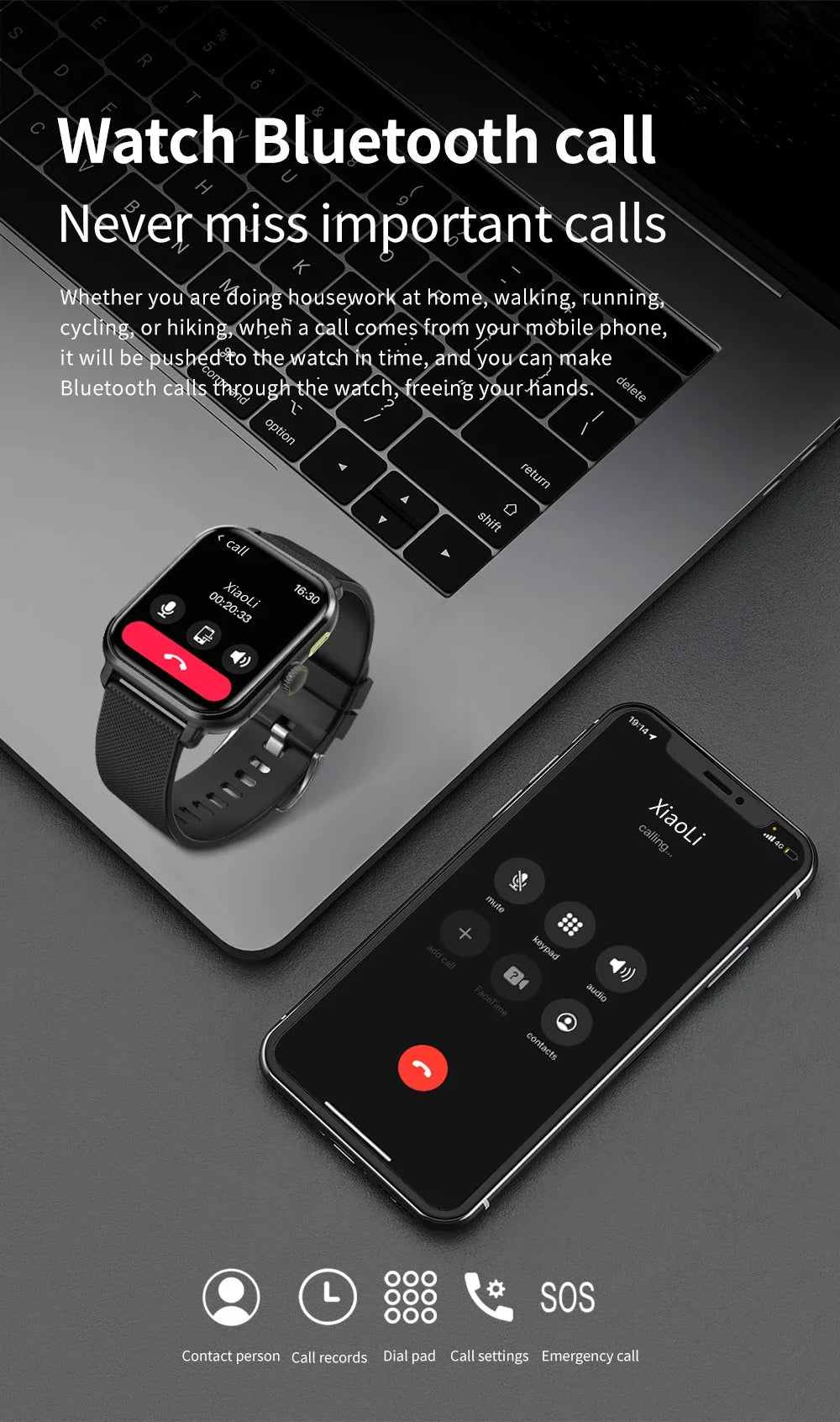 2024 GPS Blood Sugar Smart Watch Men Amoled Full Screen Touch Heart Rate Blood Oxygen Bluetooth Call Smartwatch For Android iOS