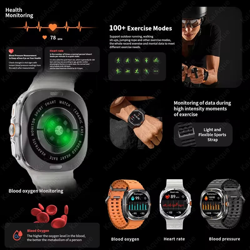 2024 New GPS For Samsung Galaxy Watch 7 Ultra AMOLED Compass Smart Watch Men NFC Bluetooth Call Track Waterproof Men Smartwatch