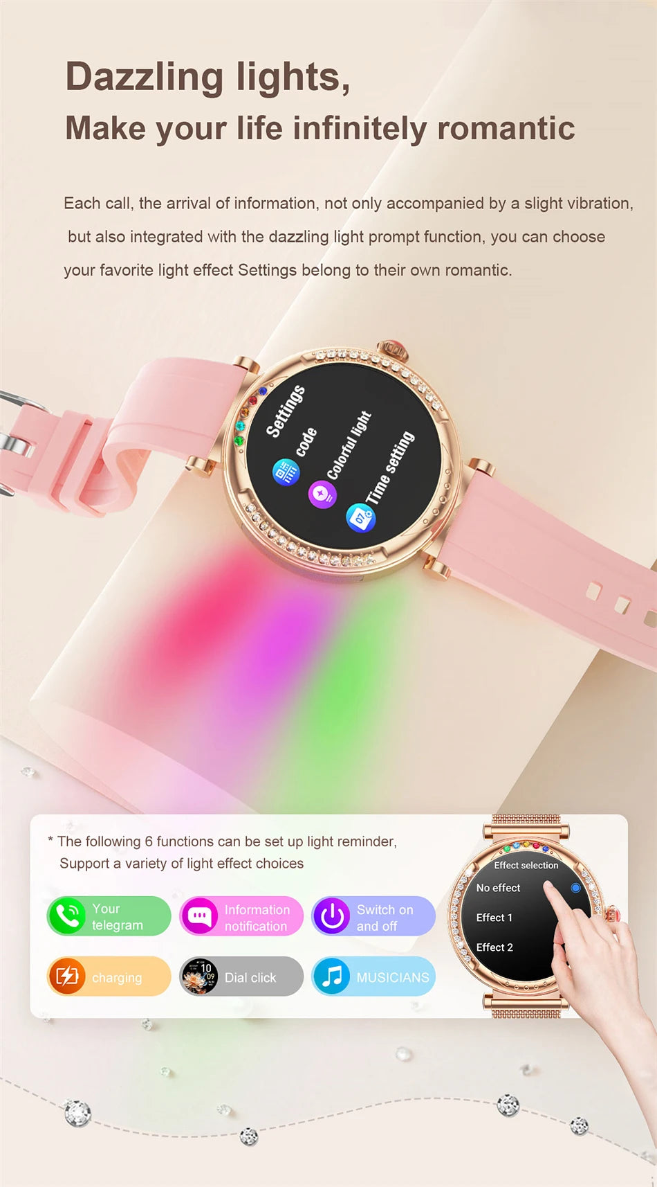 For Android Xiaomi Smart Watch Women Heart Rate Sports Fashion Ladies Bracelet Bluetooth Call Waterproof Smart Watch 2024 New