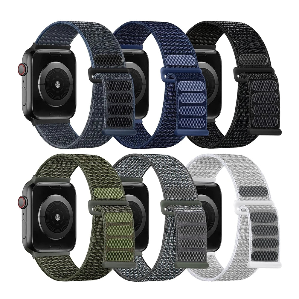 Nylon Strap For Apple Watch Band Ultra 2 49mm 45mm 41mm 44mm 42mm 38mm Adjustable Elastic Bracelet For iWatch Series 9 8 7 6 5 4