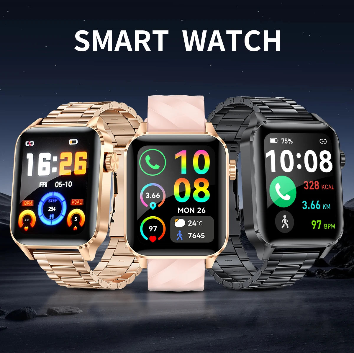 LIGE Smart Watch Women 1.85'' HD Screen Blood Pressure Oxygen Health Monitoring Bluetooth Call Waterproof Men's Smartwatch 2024