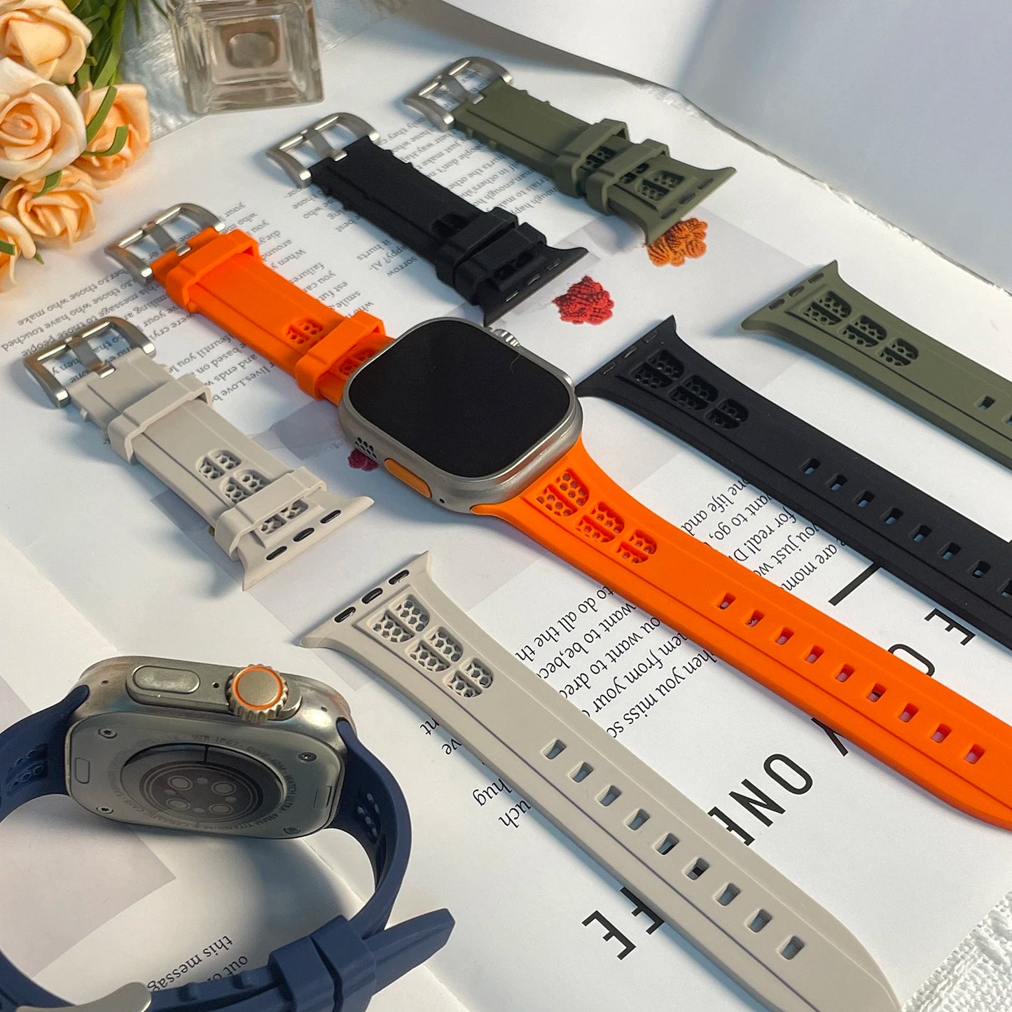 Sport Strap For Apple Watch Band Ultra 2 49mm 45mm 44mm 42mm 41mm 40mm Silicone Bracelet Correa for iWatch Series 9 8 7 6 4 SE