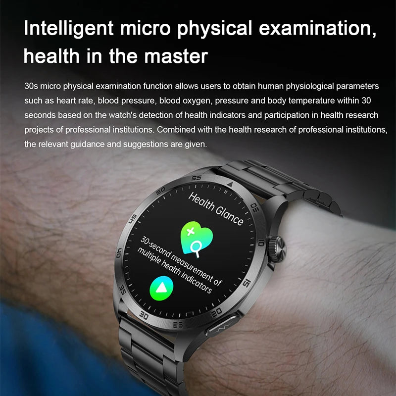 2024 New Blood Lipids Uric Acid Blood Glucose Smart Watch Men ECG+PPG Fitness Tracker Clock Heart Rate Bluetooth call Smartwatch