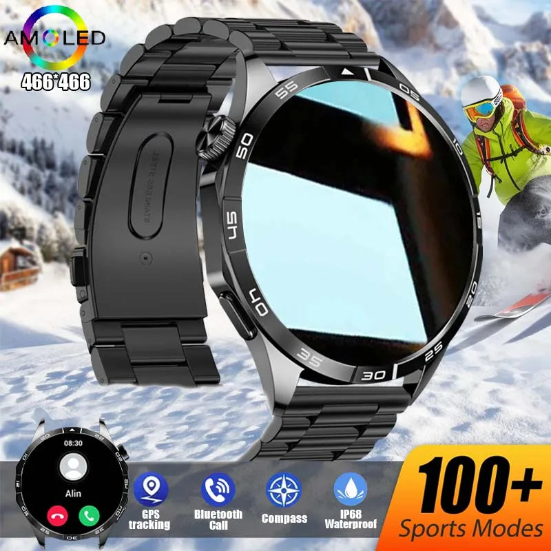 2024 New For Huawei Xiaomi GT4 Pro Smart Watch Men NFC GPS Tracker AMOLED 466*466 HD Screen Heart Rate Bluetooth Call SmartWatch