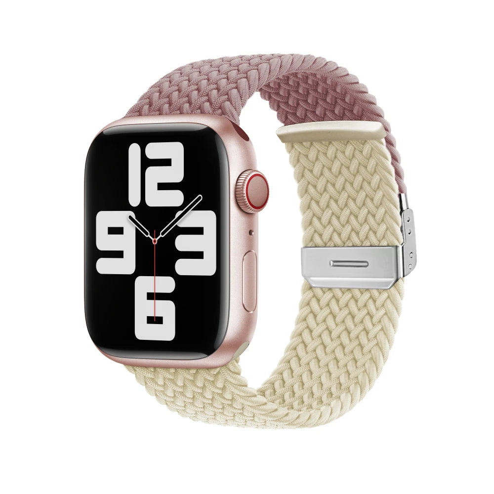 Nylon Stretch Band for Apple Watch Strap 38mm 40mm 41mm 42mm 44mm 45mm 49mm Colorblock Woven bracelet iWatch series 9 8 7 SE 6 5