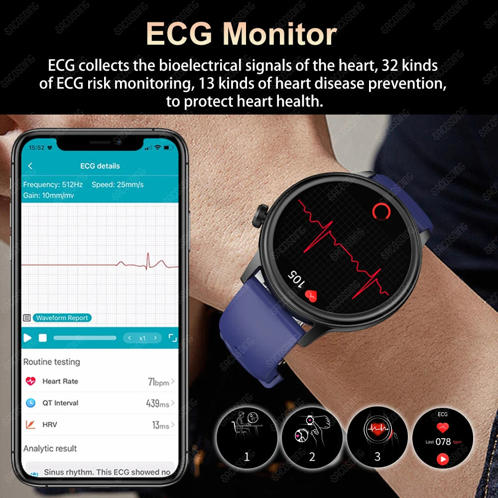 For Xiaomi Bluetooth Call Smartwatch for men women ECG+PPG+HRV Health Watch Blood Sugar Lipid Uric Acid Sport Smart Watches 2024