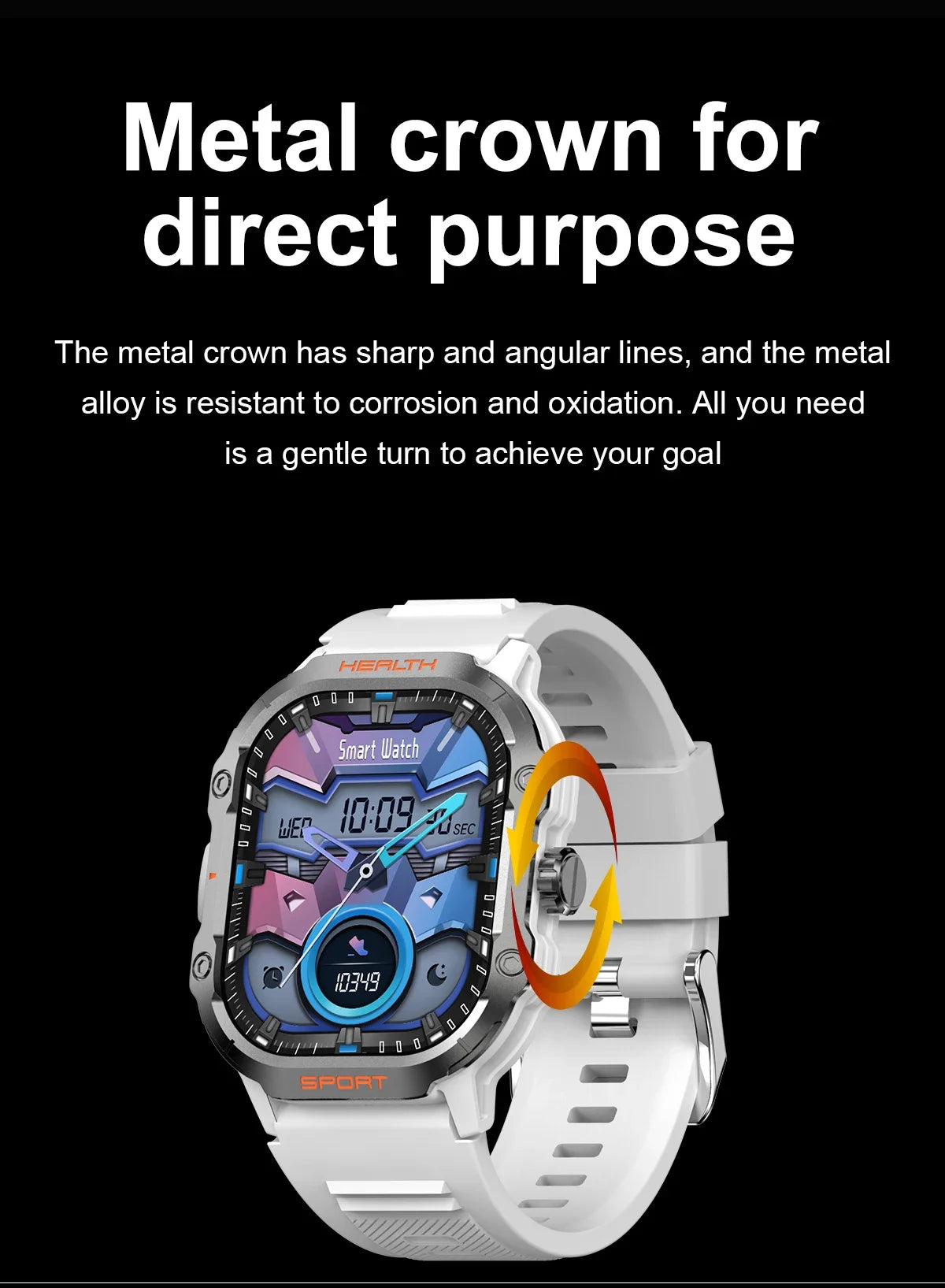 2024 New Men SmartWatch 100+ Sports Modes Bluetooth Call Smart Watch 2.01-inch AMOLED Display Waterproof Outdoor Military Watch