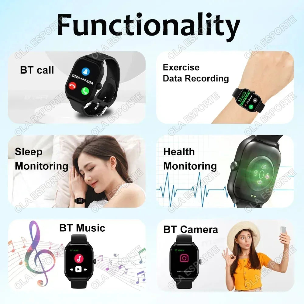 2024 New Smartwatch Custom Dial Answer Call Calorie Tracking Heart Rate Blood Oxygen Monitoring Waterproof Smart Watch Men Women