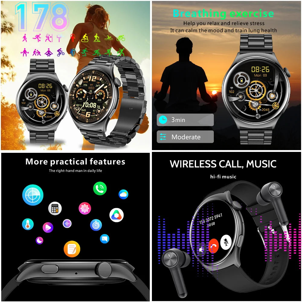 2024 Real AMOLED Smart Watch Men Women 1.43 inch 1ATM Waterproof Sports Watch Screen Always Show Time Voice Calling Smartwatch