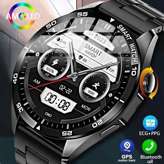 466*466 HD AMOLED Screen Smartwatch Men EGC+PPG GPS Tracker Health Monitoring Waterproof Bluetooth Call Smart Watch Men 2024 New