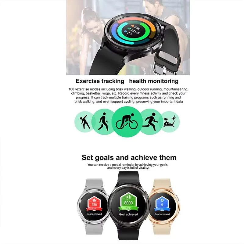 2024 New For Samsung Galaxy Watch 6 Classic Smart Watch Women Men Sports Fitness Health Waterproof Bluetooth Call Smartwatch