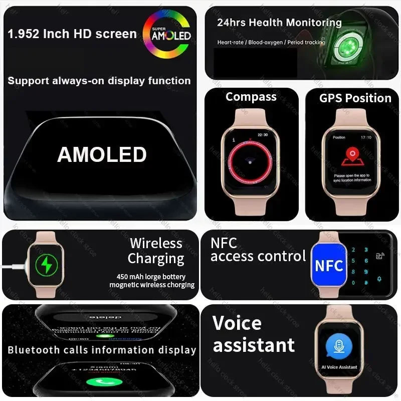 2024 New Smart Watches Hello Watch 3 Pro Plus Series 9 45mm AMOLED 4G ROM NFC Compass Clock Bluetooth Call Smartwatch Men Women