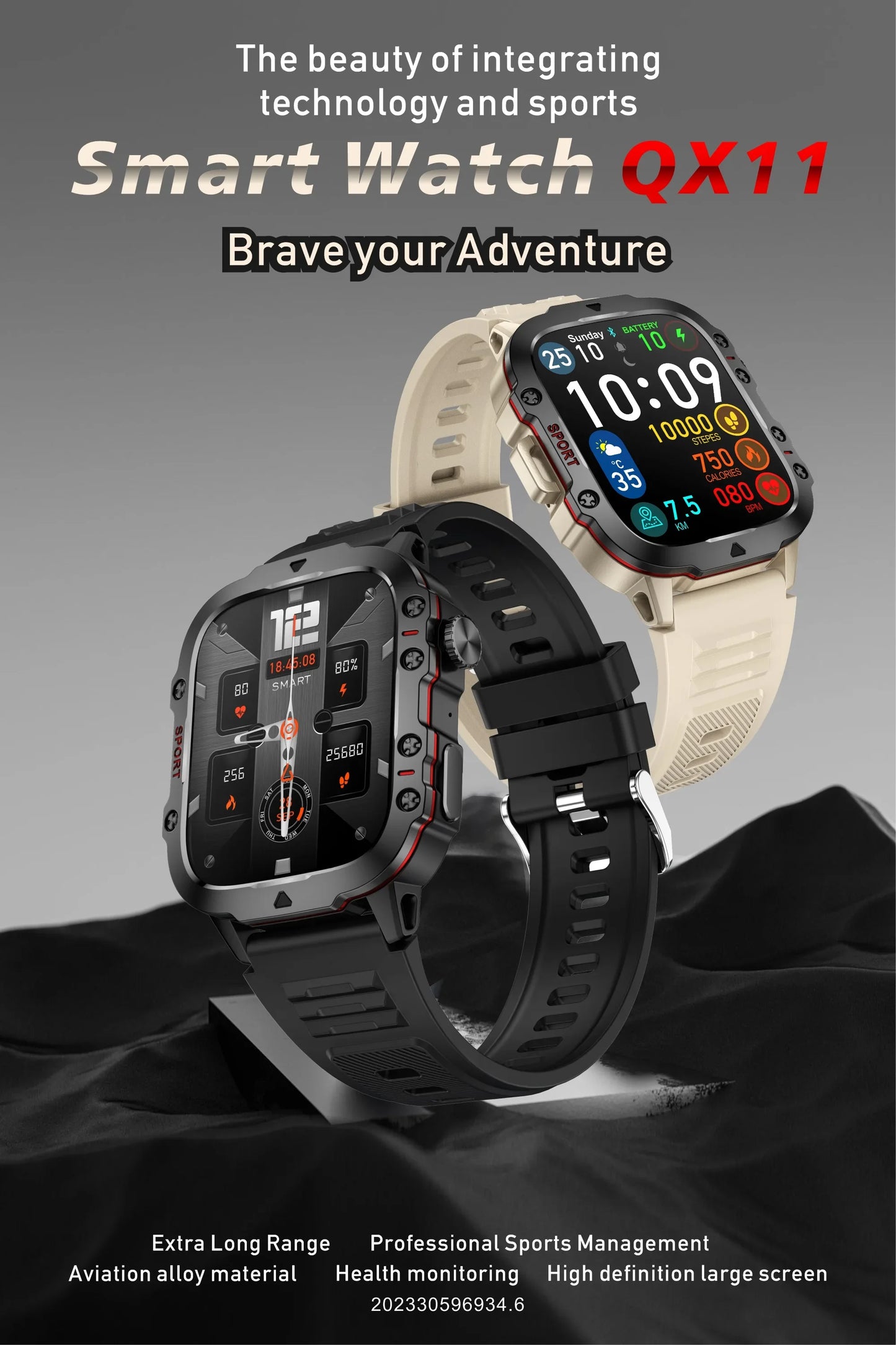 2024 Rugged Military Smart Watch Men Fitness Watches Ip68 Waterproof 2.01'' AI Voice Bluetooth Call Smartwatch For Xiaomi IOS