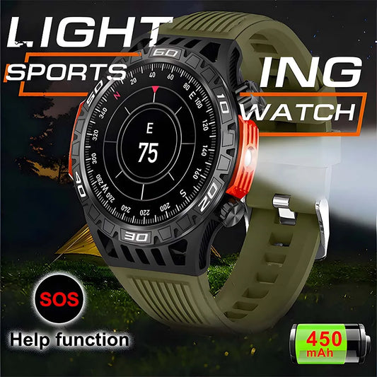 2024 New Outdoor Smart Watch Men AMOLED Screen Flashlight Sport Fitness Tracker Sleep Blood Pressure Health Detection smartwatch