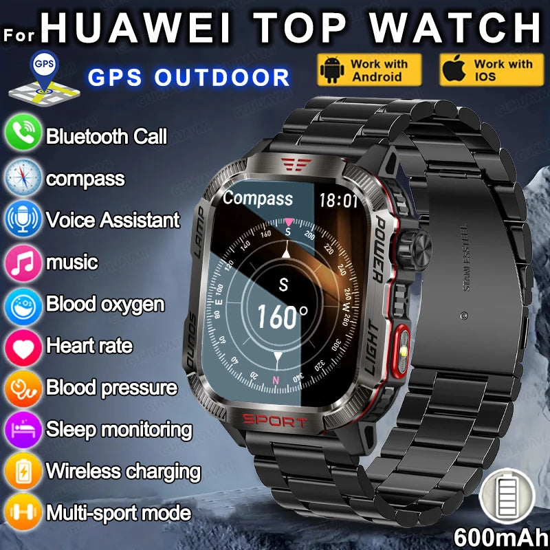 2024 New For Xiaomi Outdoor Smart Watch Men Rugged Military Bluetooth Call Heart Rate Fitness Tracker IP68 Waterproof Smartwatch