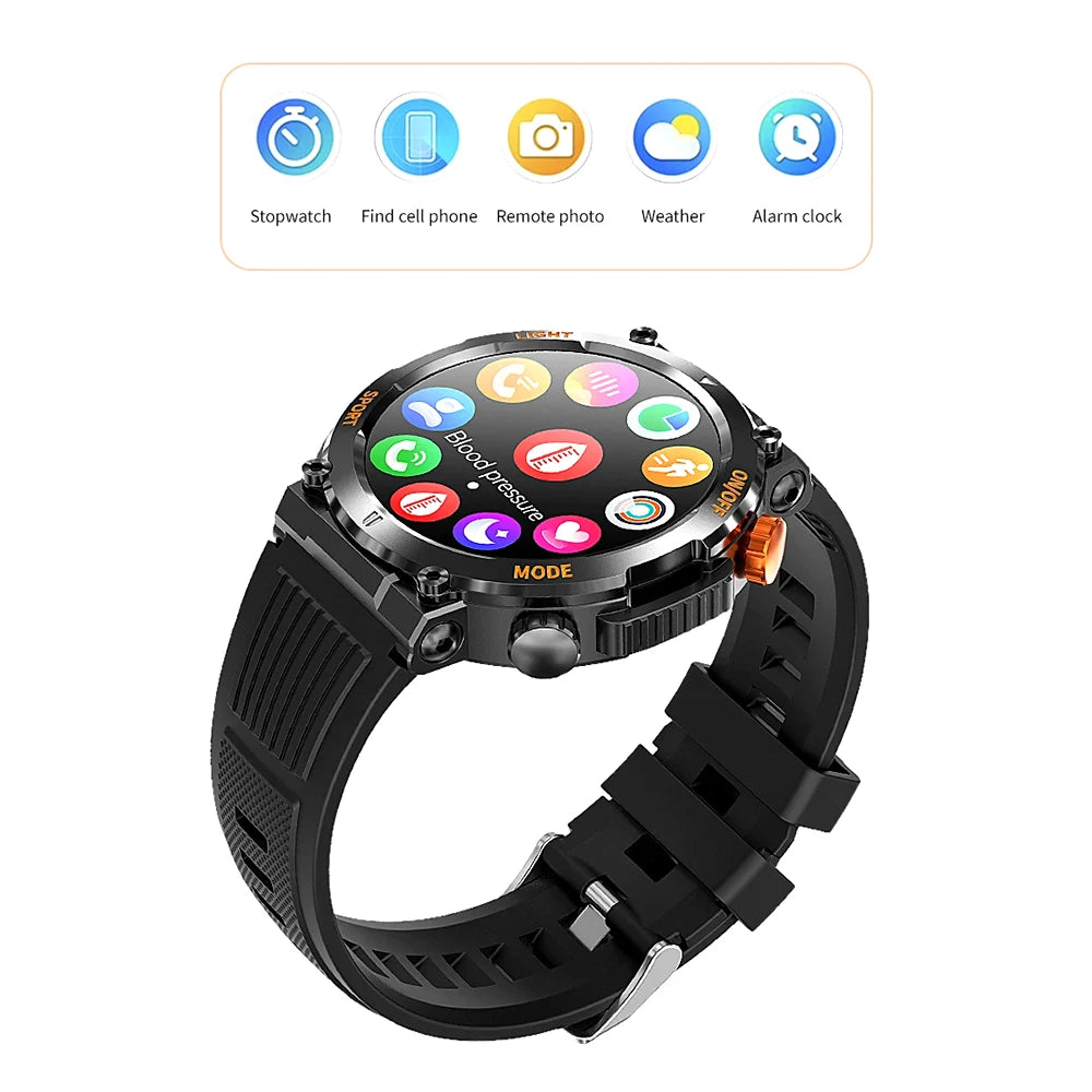 Smart Watch Men With LED Lighting Compass Sports Fitness Tracker Watch IP67 Waterproof Bluetooth Talk SmartWatch 2024