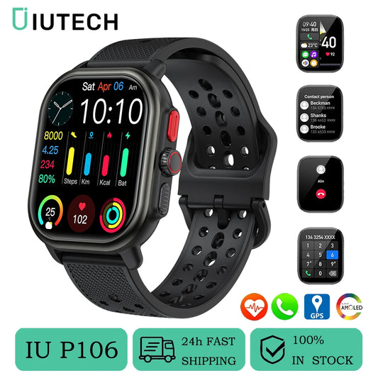 IUTECH P106A Smart Watch 2024 NEW 2.06"Touch Screen DIY Dial Watches Bluetooth Call Health Monitoring Smartwatch for Men Women