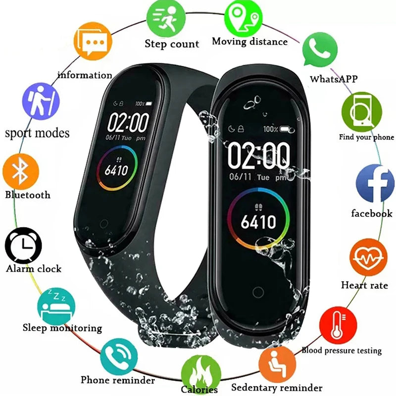 M6 Smartwatch Heart Rate Blood Pressure Monitoring Smartband Men Women Fitness Tracker Watch Waterproof Sports Smart Wristband