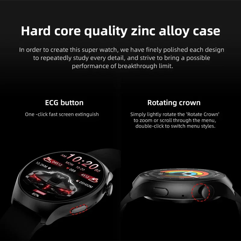 2024 New ECG AMOLED Screen Smart Watch Bluetooth Call Music player Man Watch Sports Waterproof Luxury Smartwatch For Android