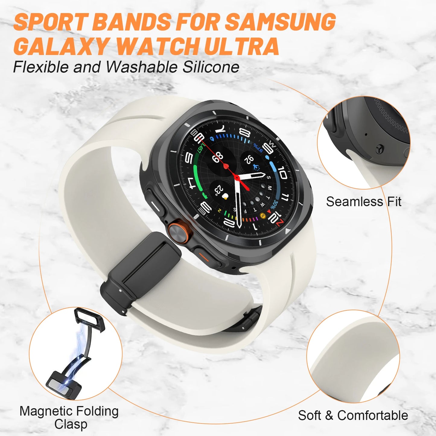 Magnetic Strap For Samsung Galaxy watch ultra 47mm Accessories No gaps Silicone Bracelet correa galaxy watch 7 ultra band 47 mm