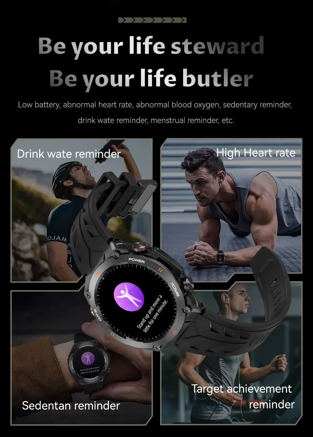 2024 New Men GPS Smart Watch Compass Sport 1ATM Waterproof Fitness Tracker Heart Rate Monitor Smartwatch Bluetooth Call Watch