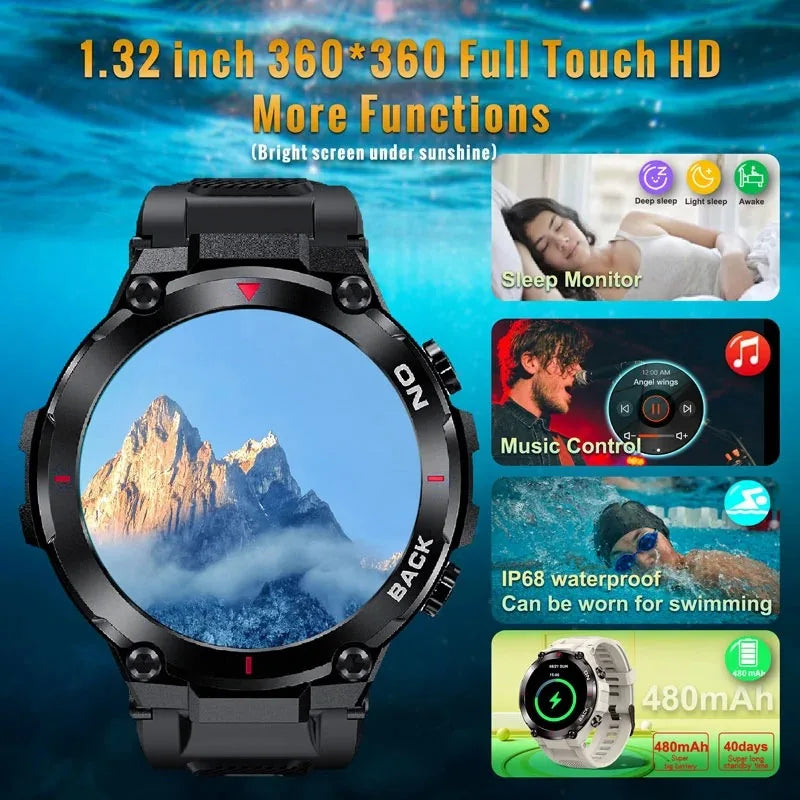 2024 GPS Position Smart Watch Military Outdoor Sport Fitness Super Long Standby Smartwatch Man For 5ATM Swiming Man Watch Xiaomi