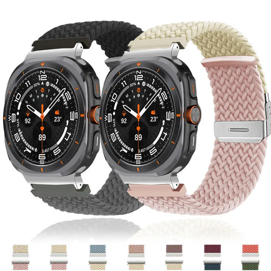 Braided Solo Loop Strap for Samsung Galaxy Watch Ultra Band 47mm Stretchy Elastic Fabric Nylon Bracelet Galaxy watch 7Ultra Band