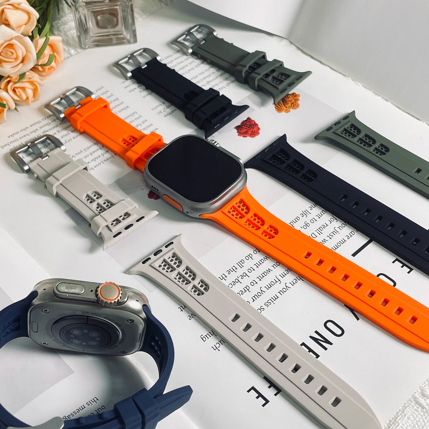 Sport Strap For Apple Watch Band Ultra 2 49mm 45mm 44mm 42mm 41mm 40mm Silicone Bracelet Correa for iWatch Series 9 8 7 6 4 SE