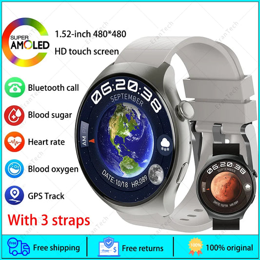 2024 New Smartwatch NFC ChatGPT Baidu Maps 1.52-inch AMOLED Screen Bluetooth Call Smart Watch Men Women with 3 watchbands