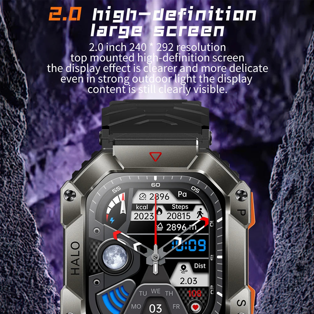 2024 New Outdoor Compass Smartwatch Men 650mAh Large Battery IP68 Waterproof AI Voice Assistant Bluetooth Call Smart Watch Men